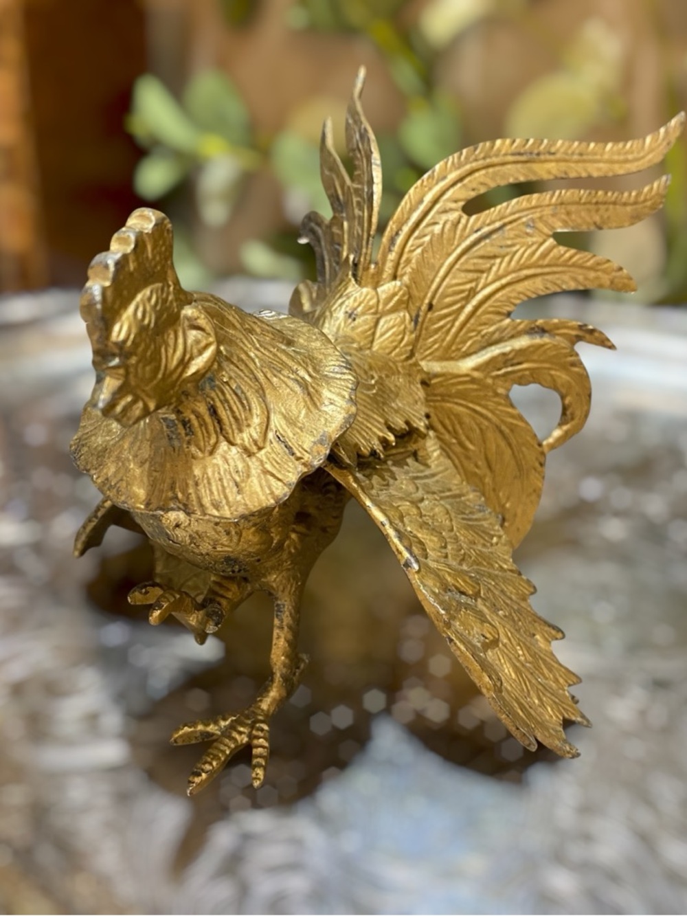 Vintage c1960’s Brass Rooster Cockerel Sculpture Hollywood Regency Mid Century